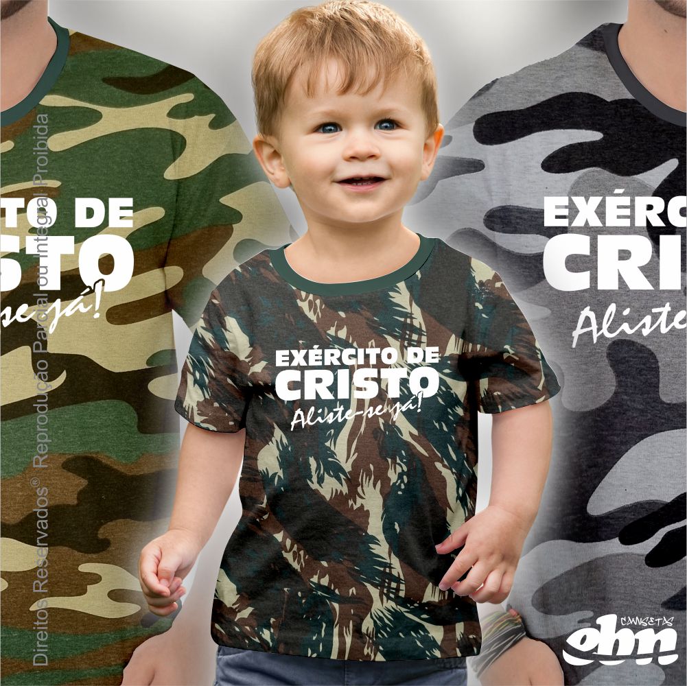 Camiseta Baby Look Camuflada Exercito Brasileiro Manga Curta