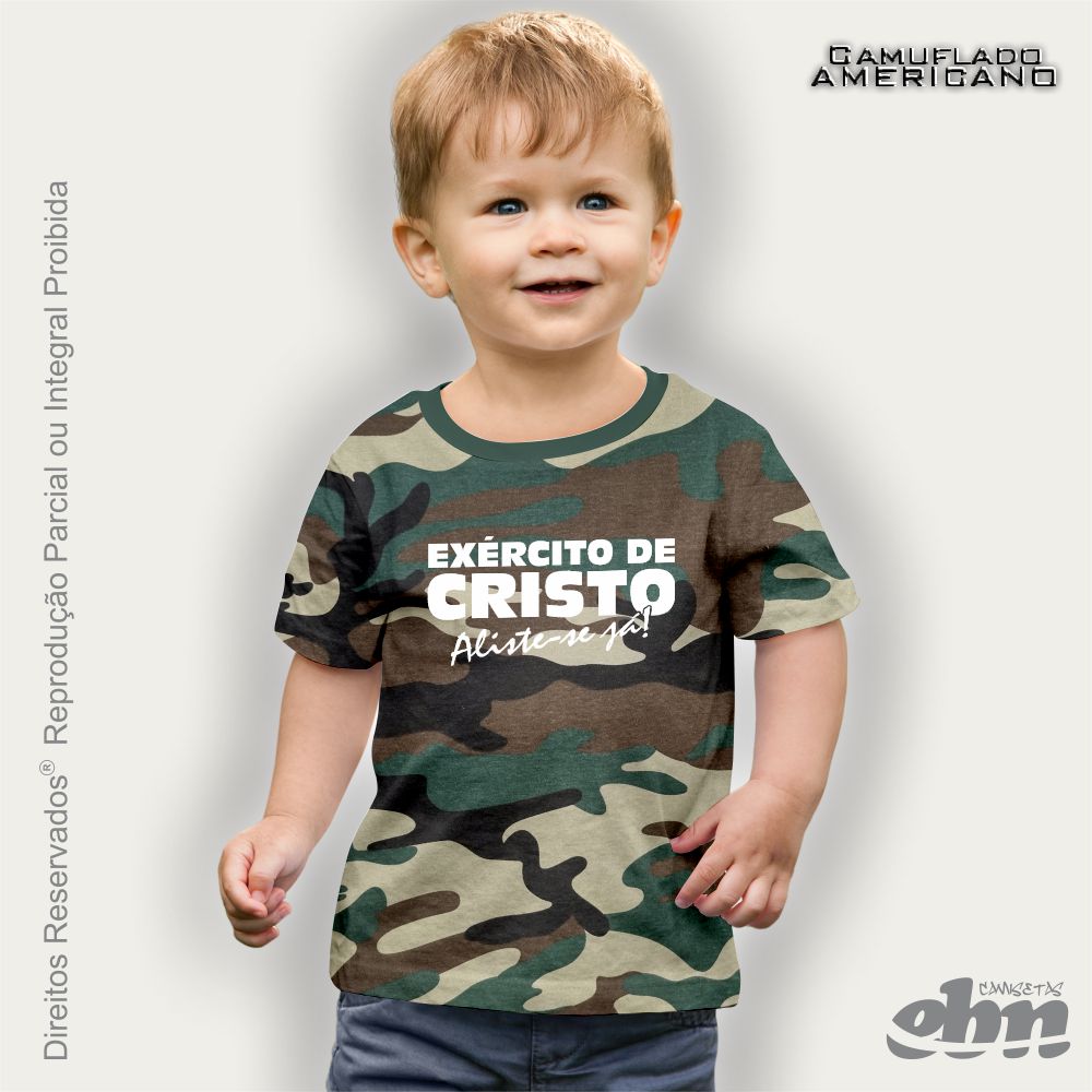 Camiseta Baby Look Camuflada Exercito Brasileiro Manga Curta