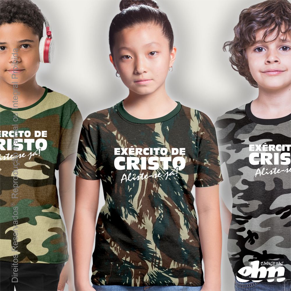 Camiseta Feminina Militar Baby Look Camuflada Exército Brasileiro